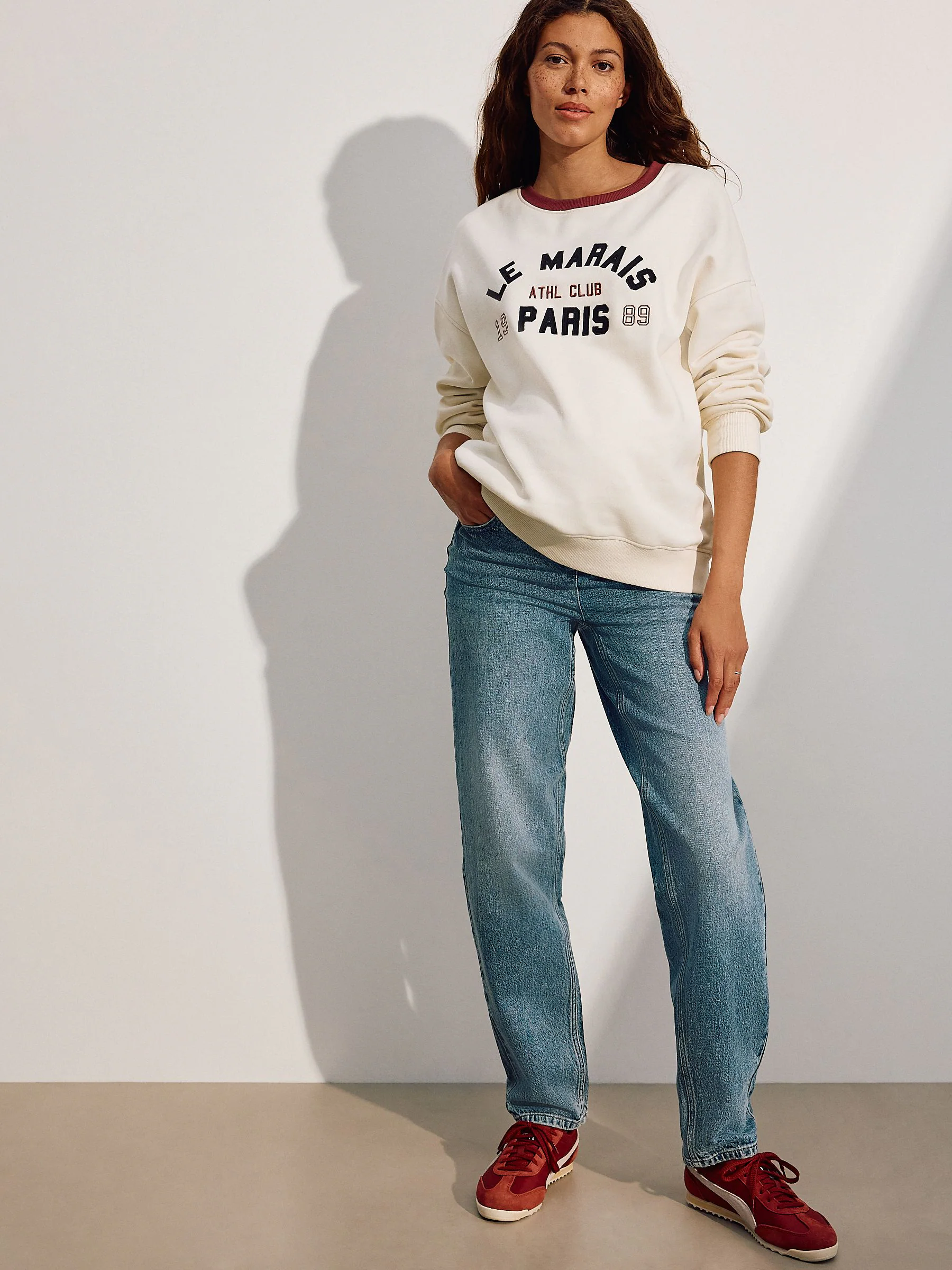 Middenblauw denim - Zwangerschapsjeans met rechte pijpen