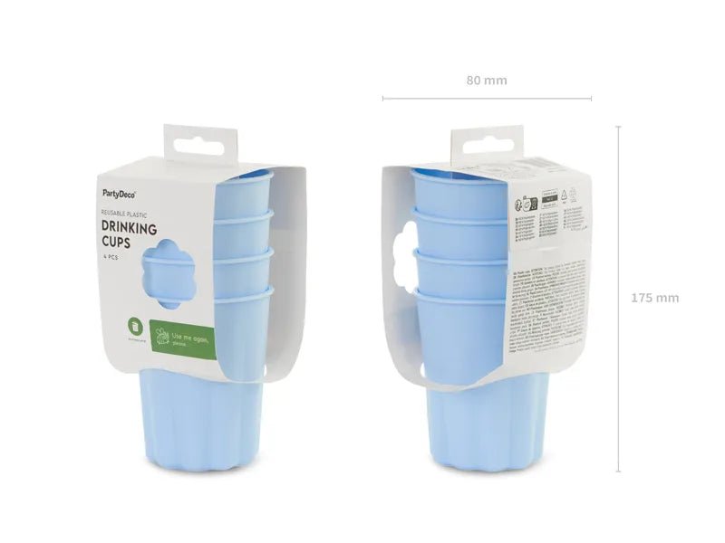 Blauwe Bekers Plastic 220ml 4st