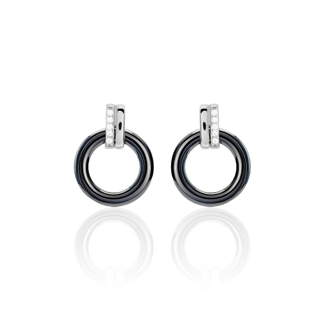 Boucles D'oreilles Pendantes Bertillianne Argent  Céramique Et Oxyde