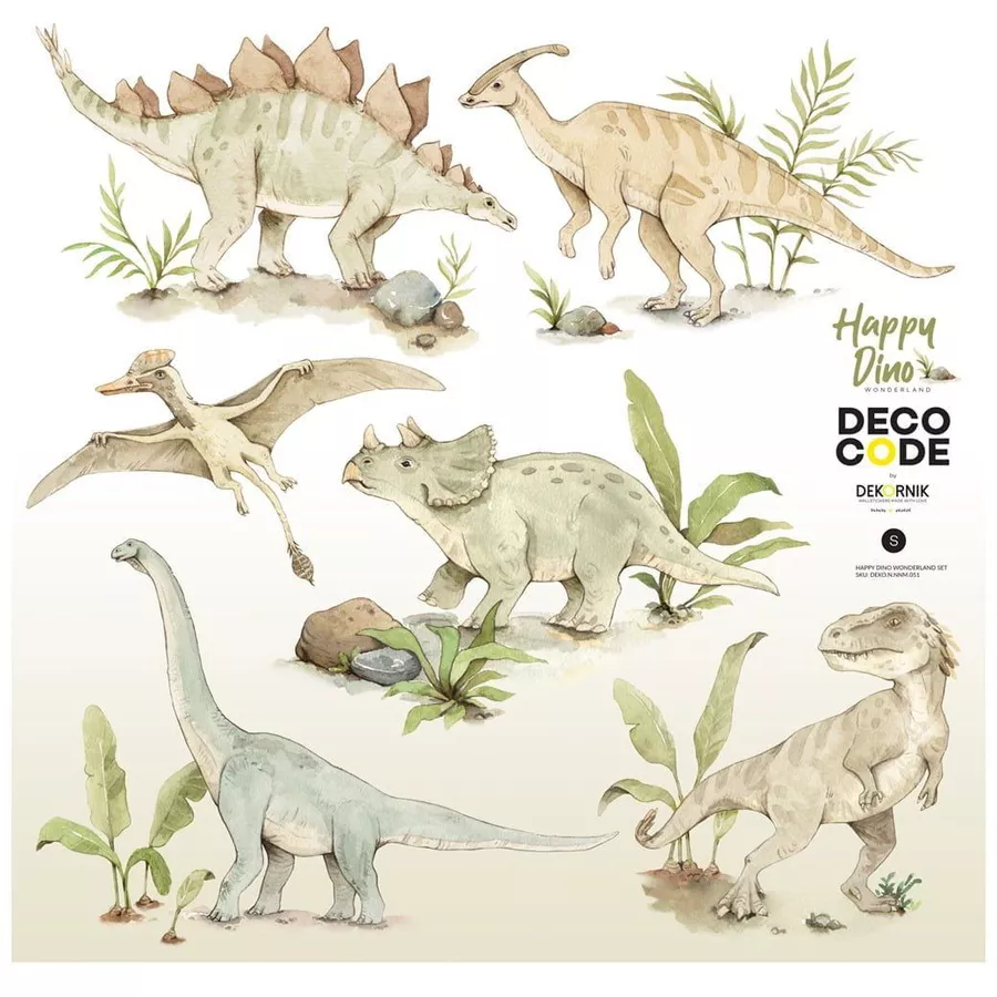 Dekornik Wandtattoo Fröhliches Dino-Wunderland-Set mint und grün