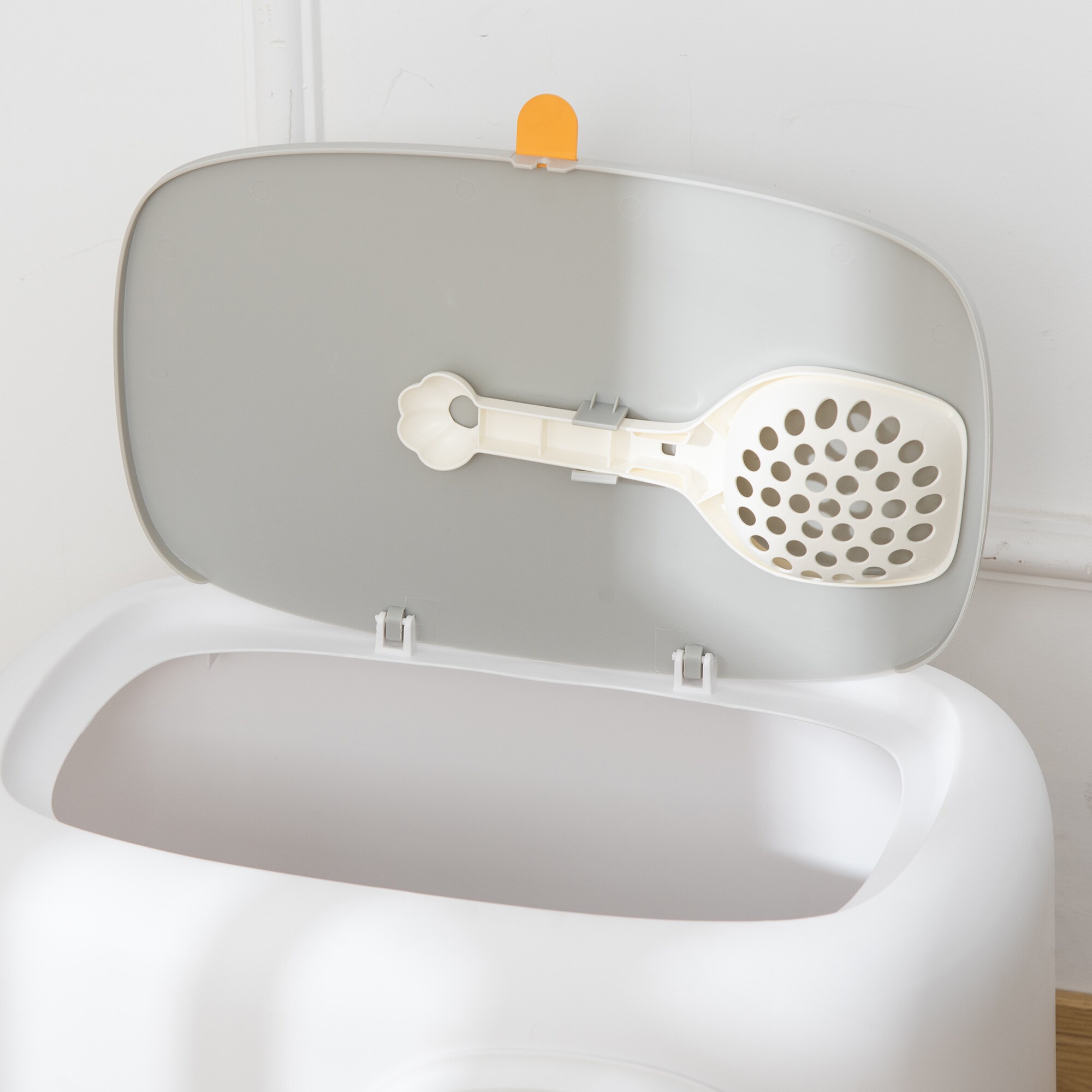 PawHut Katzentoilette mit kompaktem Design bunt 55L x 40B x 39H cm