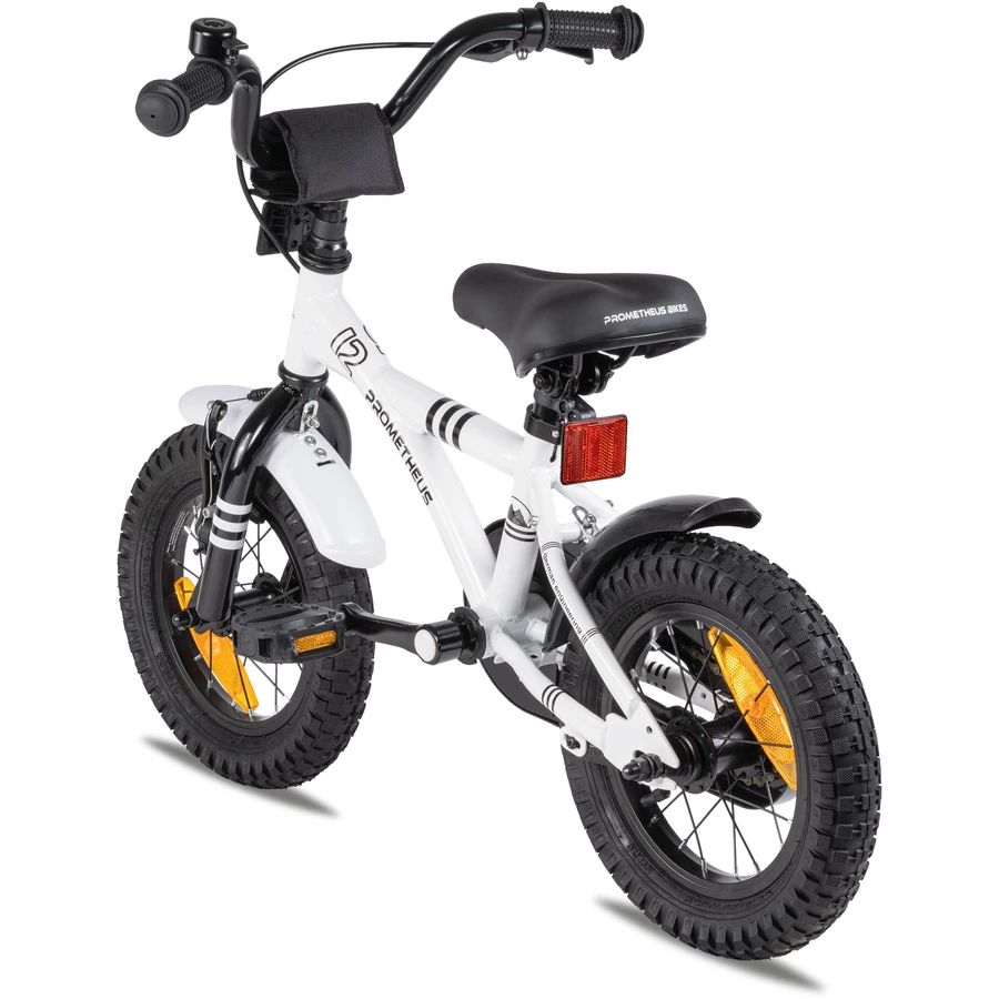 PROMETHEUS BICYCLES® Kinderfahrrad 12 in Weiß & Schwarz ab 3 Jahre mit Stützräder