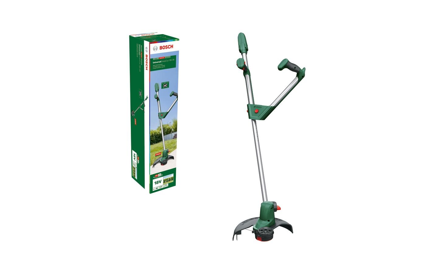 Akku-Rasentrimmer UniversalGrassCut 18 V-26 Solo<br>Rasentrimmer für natürliche und bequeme Gartenarbeit