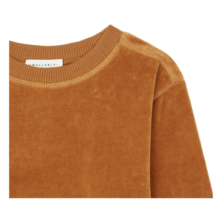 SMALLABLE BASICS Sweat Col Rond Garçon en Velours | Noisette
