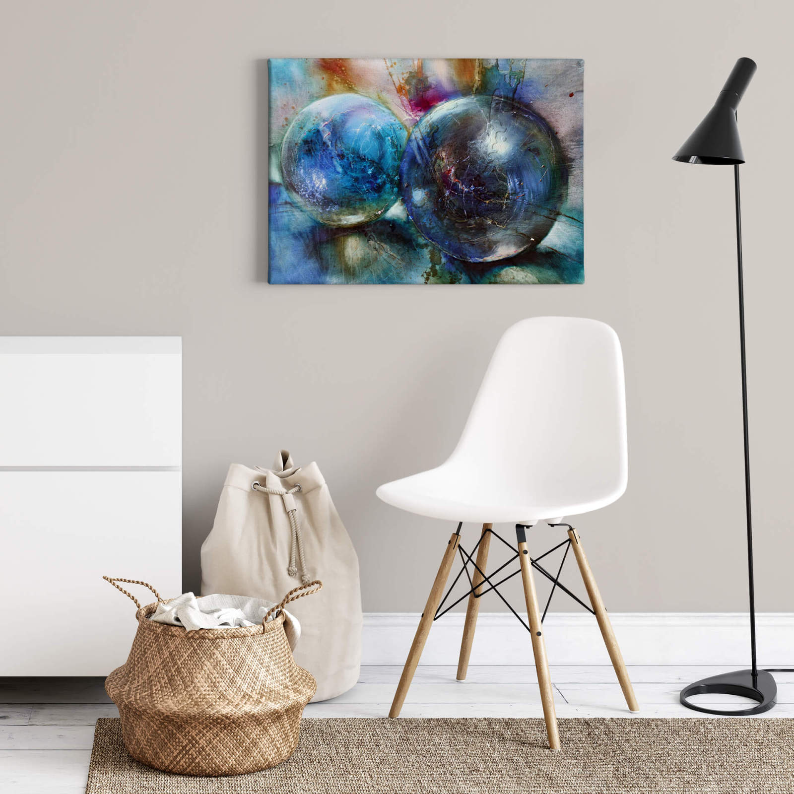 Leinwandbild BLAUE GLASKUGELN - blau - 70x50 cm