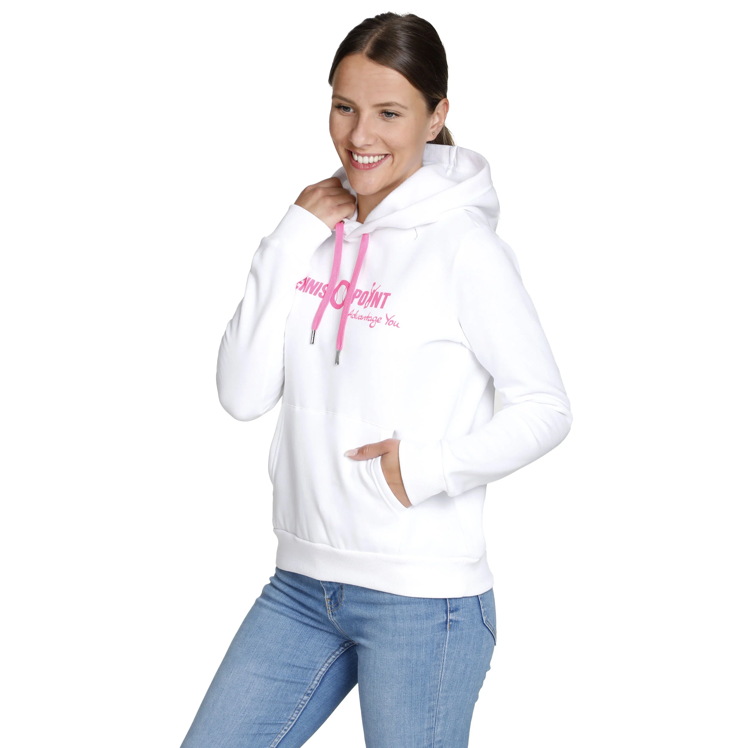 Tennis-Point Logo Sweat À Capuche Femmes - Blanc , Pink
