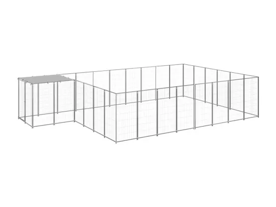 Chenil extérieur cage enclos argenté 550 x 330 x 110 cm 02_0000241