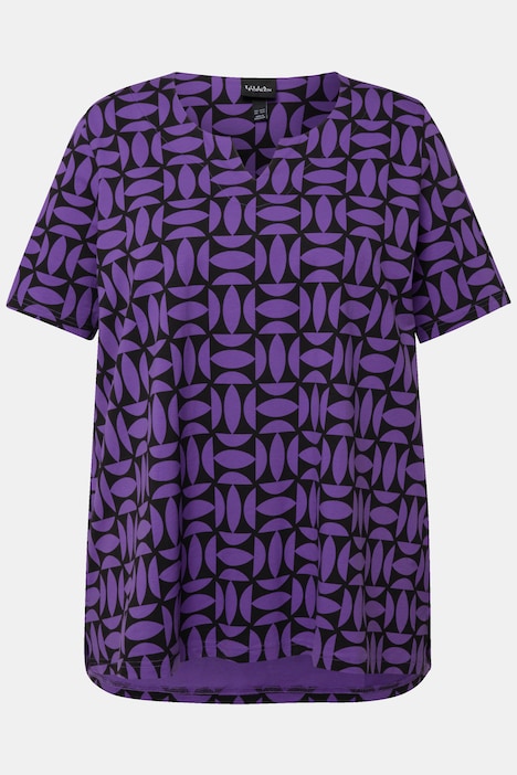 T-Shirt, grafischer Druck, Tunika-Ausschnitt, Halbarm