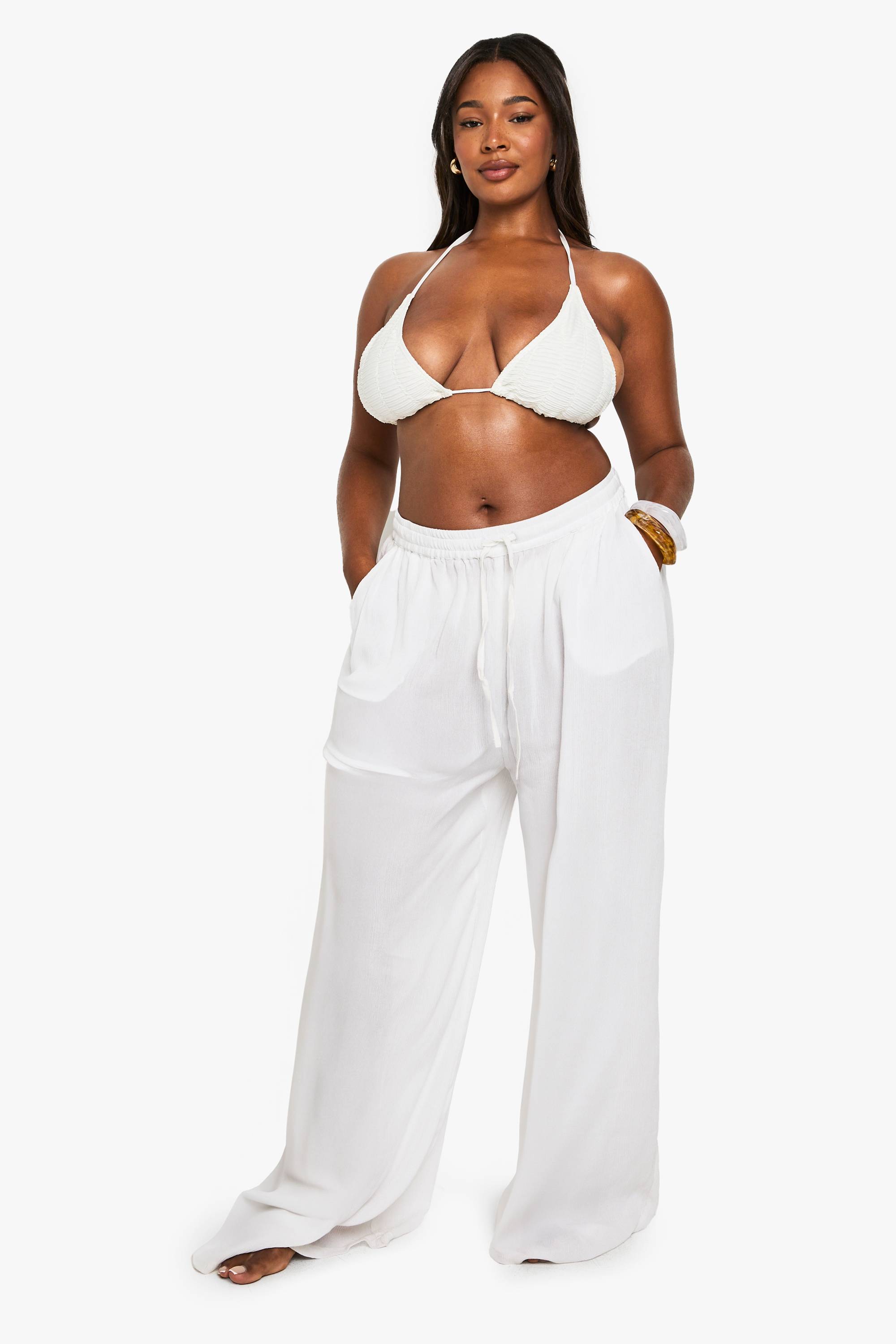 boohoo Plus Beachwear Essentials Pantalon à Jambe Larges