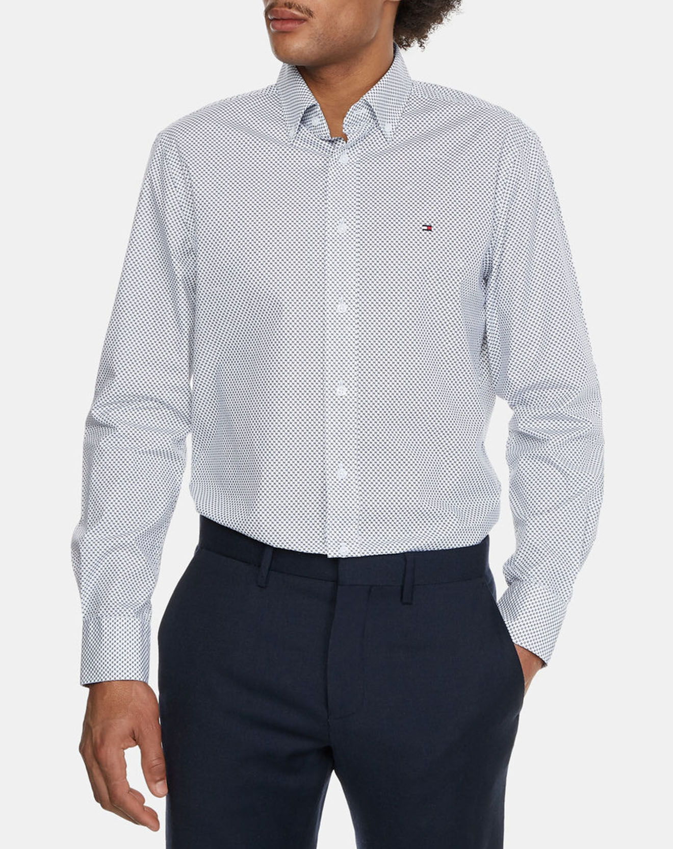 Tommy Hilfiger Chemise droite Two Tone imprimée blanc/bleu
