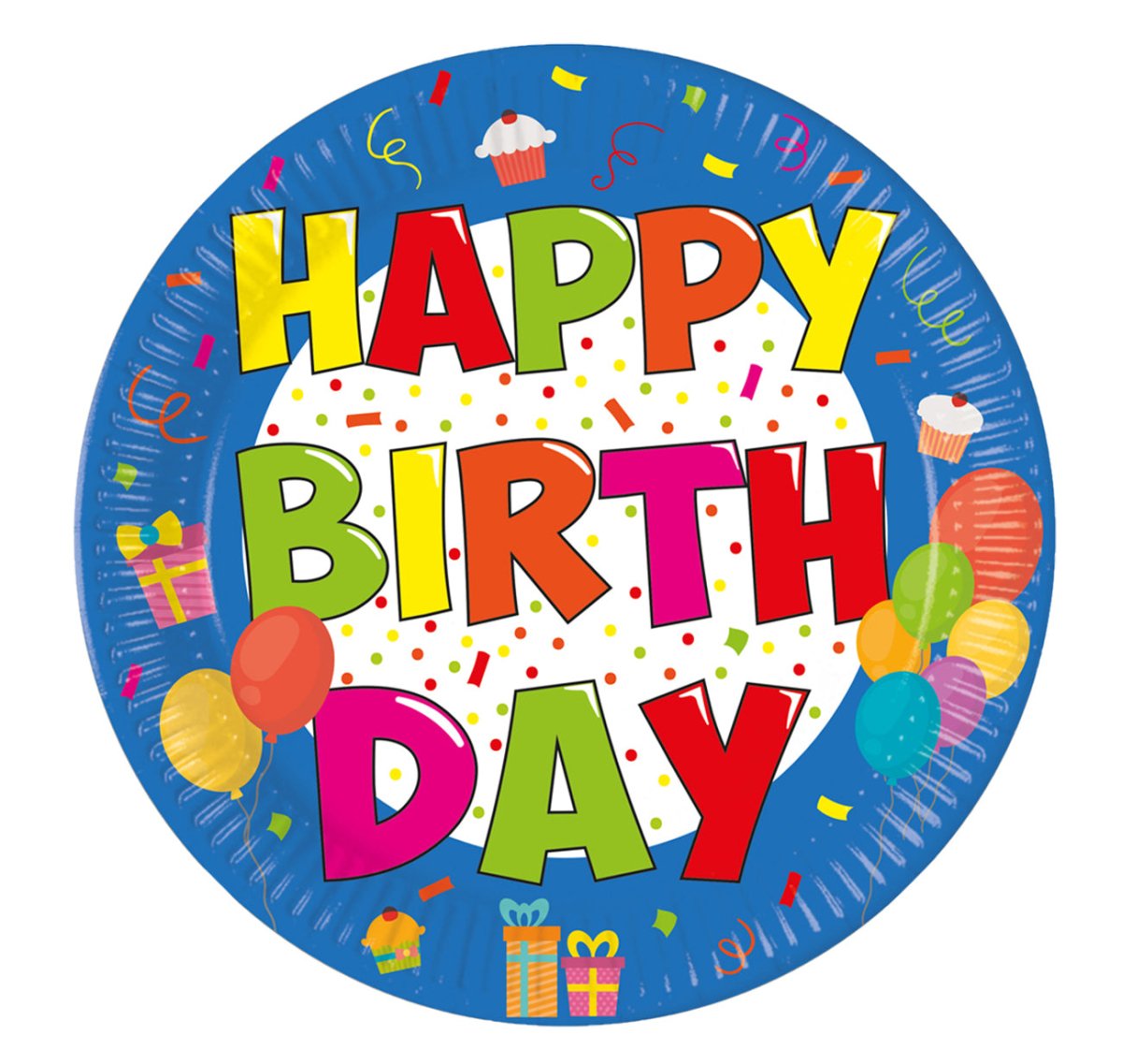 Happy Birthday Borden Gekleurd Papier 20cm 8st