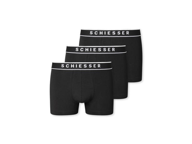 SCHIESSER Unterhosen Herren 3-er Pack, Schwarz, XXL Schwarze, körpernahe Herren-Shorts