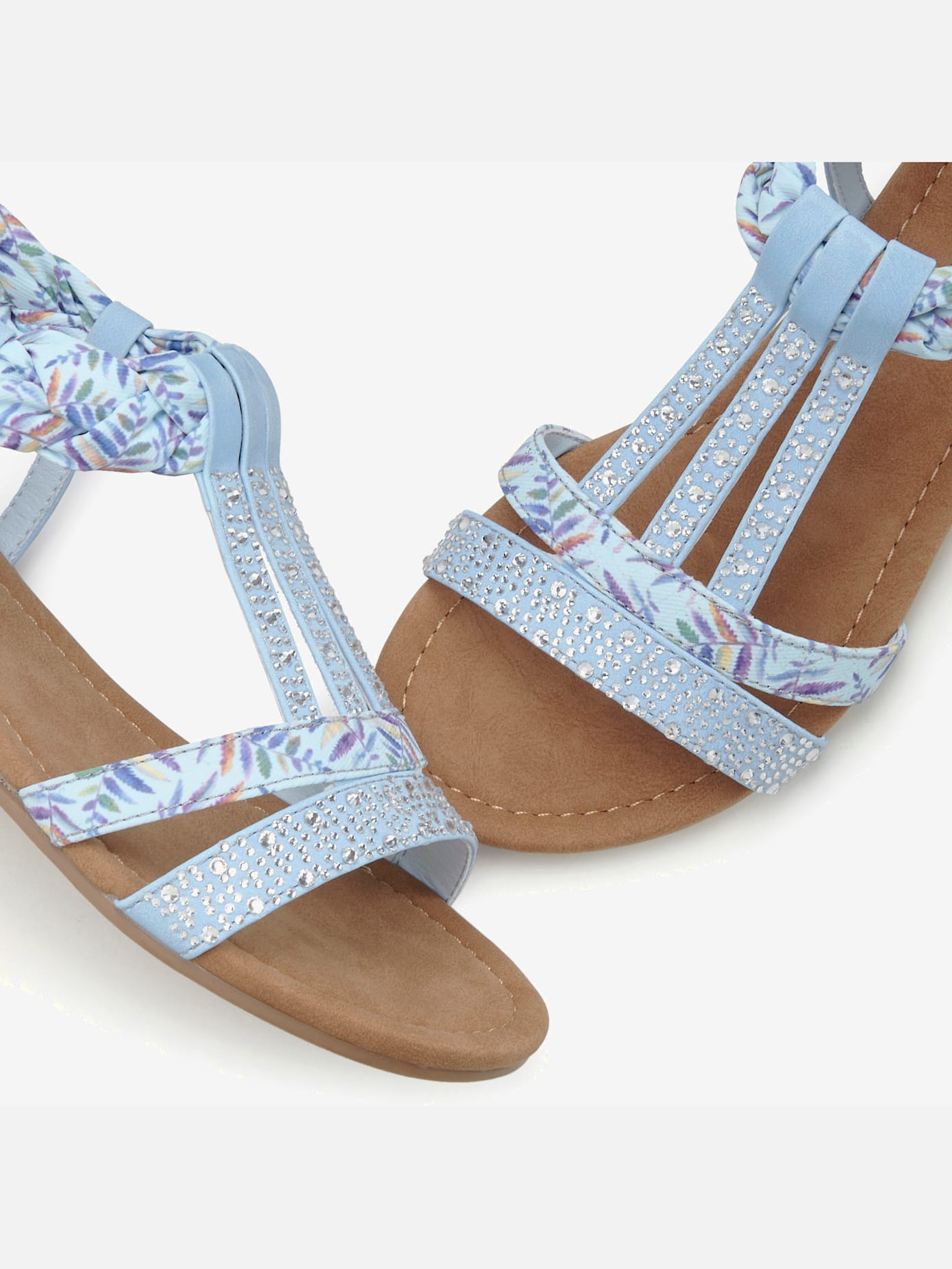 Sandales superbes éléments décoratifs, brides raffinées et petites pierres brillantes fantaisie