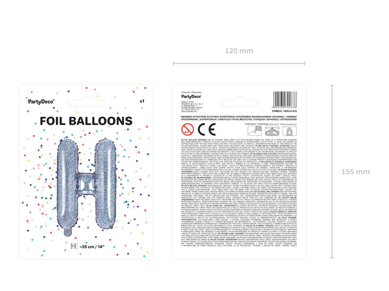 Folie Ballon Letter H Holografisch Leeg 35cm