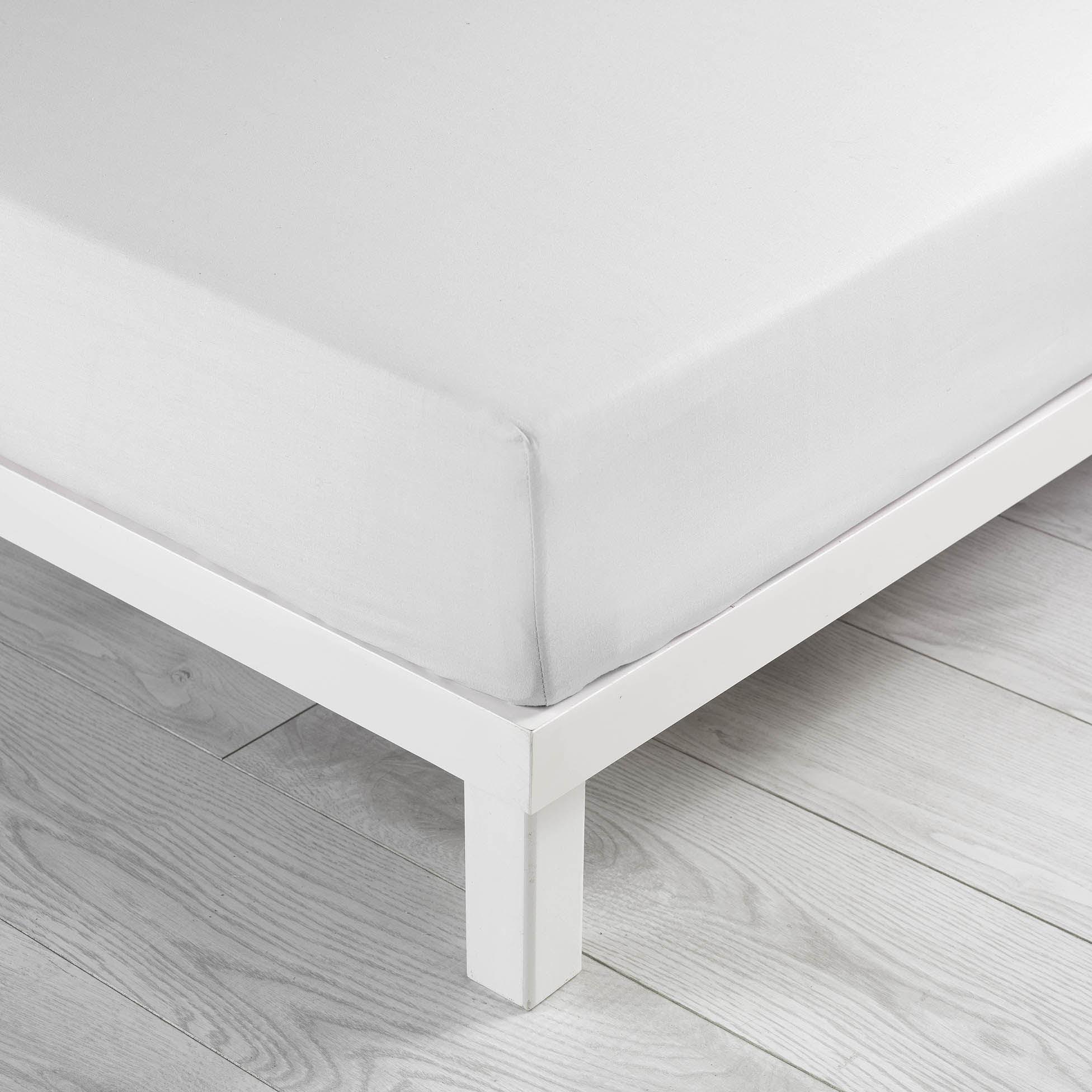 DRAP HOUSSE 140X190CM COTON LAVE 57 FILS LINETTE BLANC