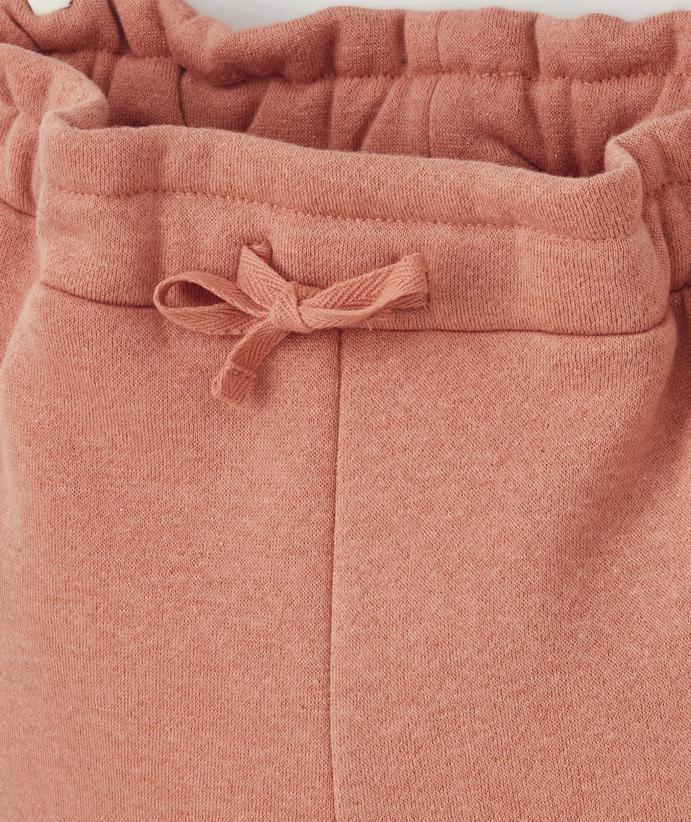 PANTALON BÉBÉ FILLE EN MOLLETON ROSE PAILLETÉ EN FIBRES RECYCLÉES