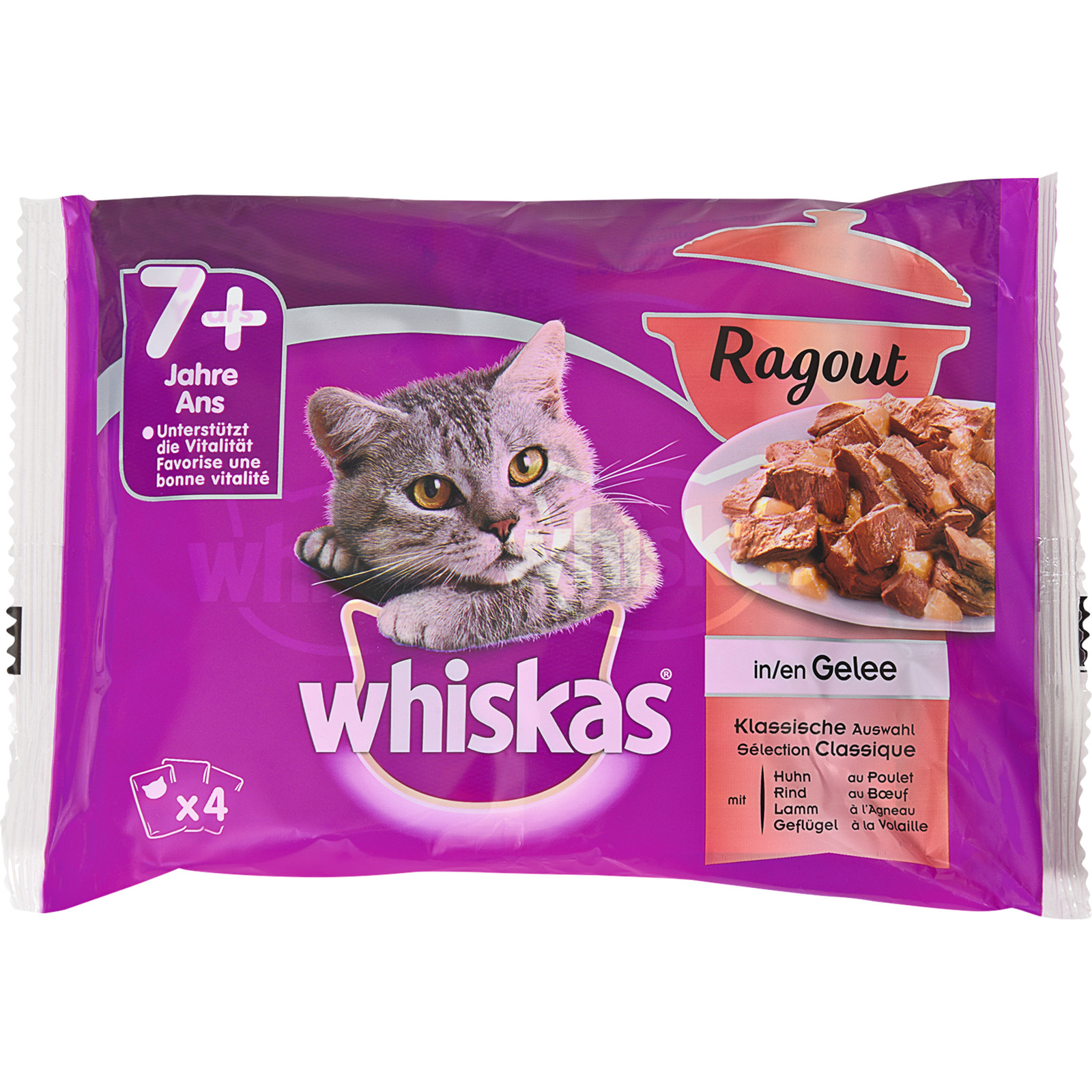 Whiskas 7+ Ragout Gelée klass. Aus 4x85g