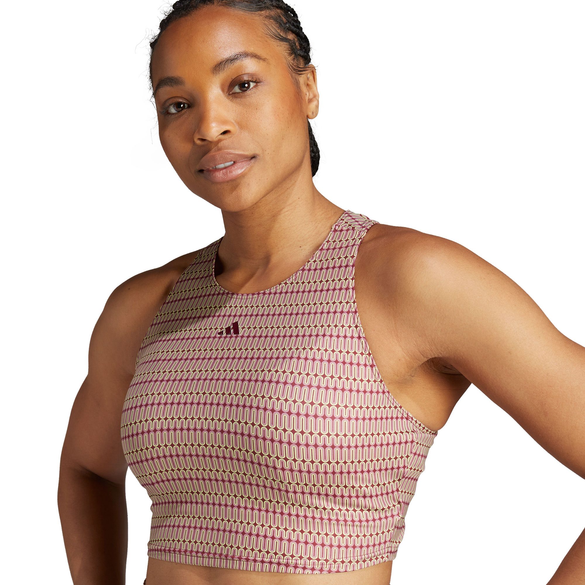 adidas Yoga Studio Print Crop-Top Damen shadow red