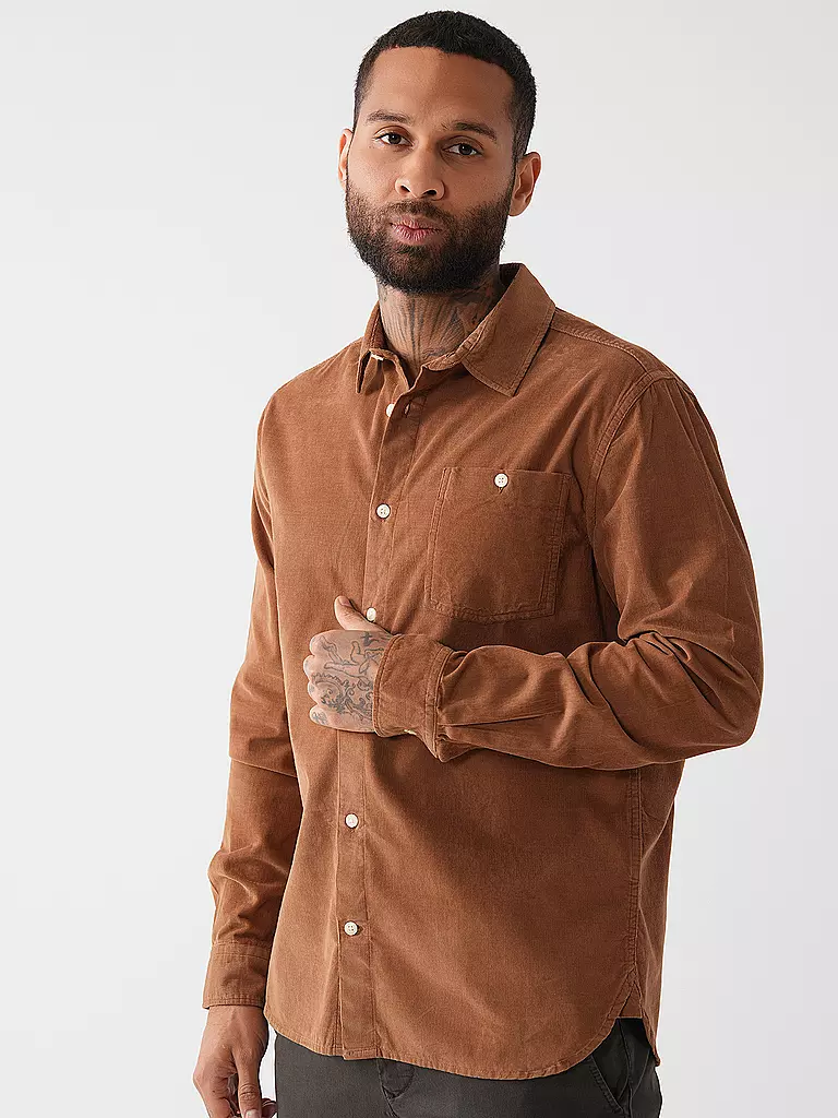 KNOWLEDGE COTTON APPAREL Hemd Regular Fit camel