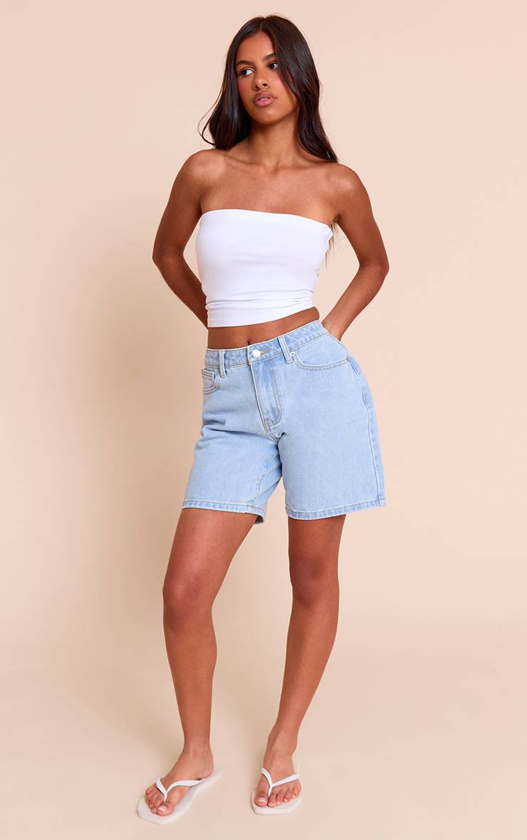 Bleu Clair Short Boyfriend Ample Taille Basse Petite