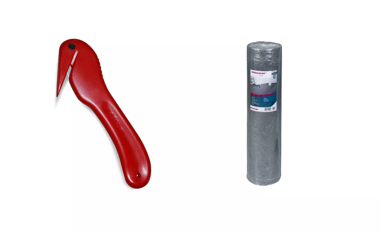 PrimaCover 900041 Afdekvlies grijs incl. Snijmes voor folie en afdekvlies – rood