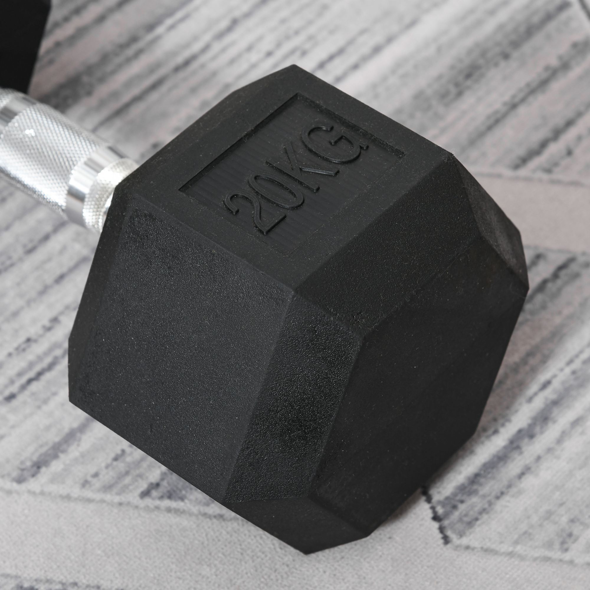 HOMCOM Gummihantel 20 kg sechseckig schwarz