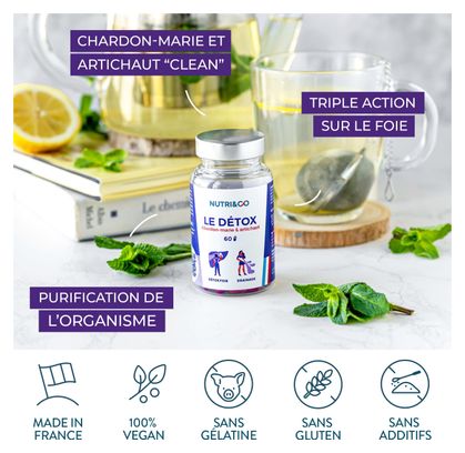 LE DETOX - CHARDON-MARIE   ARTICHAUT - CURE DETOX FOIE - DIGESTION - 60 GELULES