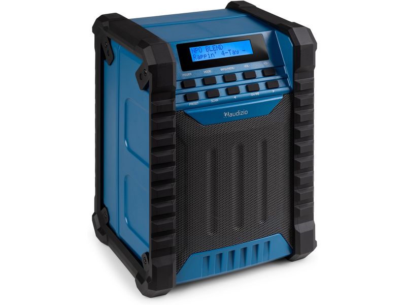 Audizio Baustellenradio Temi Blau DAB  Baustellen-Radio mit Akku und IP54
