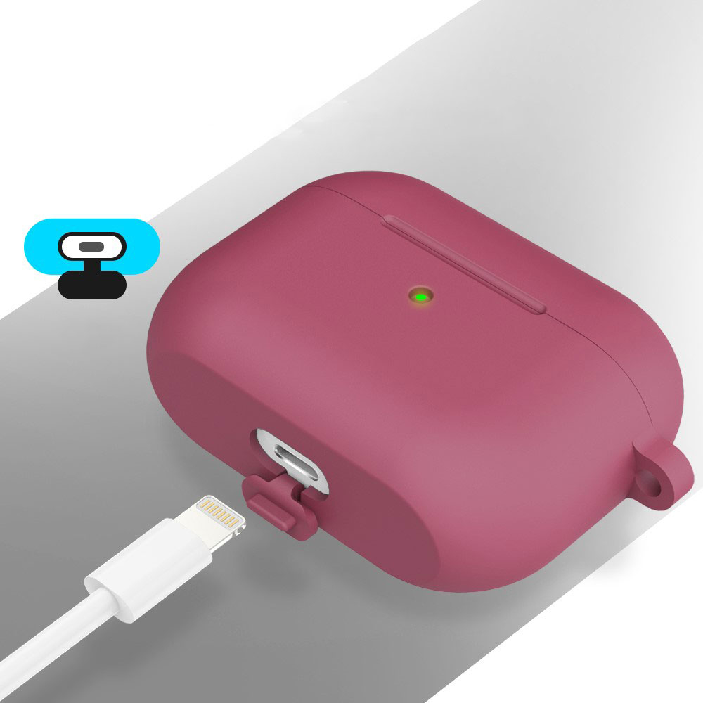 AirPods (3. Generation) Silikon Schutzhülle Abdeckung mit Karabinerhaken - Berry
