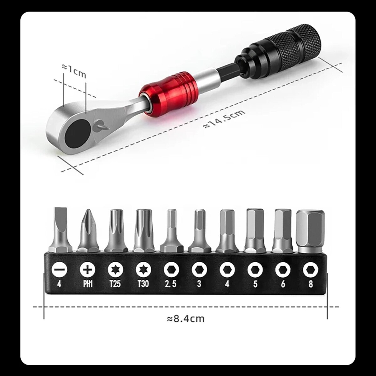 Fahrradreparaturset - Schwarz, 2x Reifenheber, 10x Bits,
