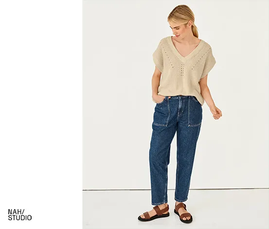 NAH/STUDIO Mom-Jeans | recycelte Baumwolle, Dark Blue