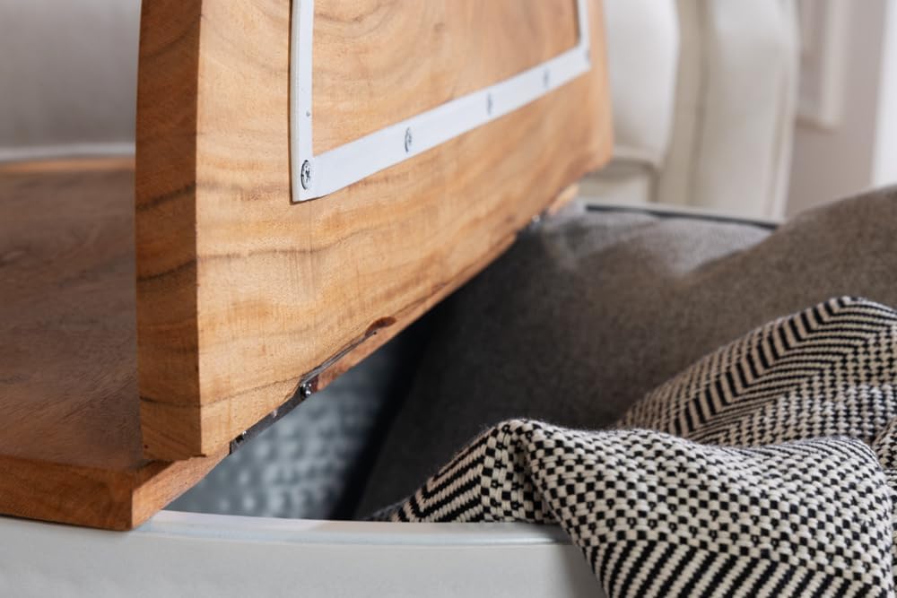 Riess Ambiente Handgefertigter Couchtisch Orient Storage 60cm weiß im Classic Hammerschlag Design Akazie mit Stauraum