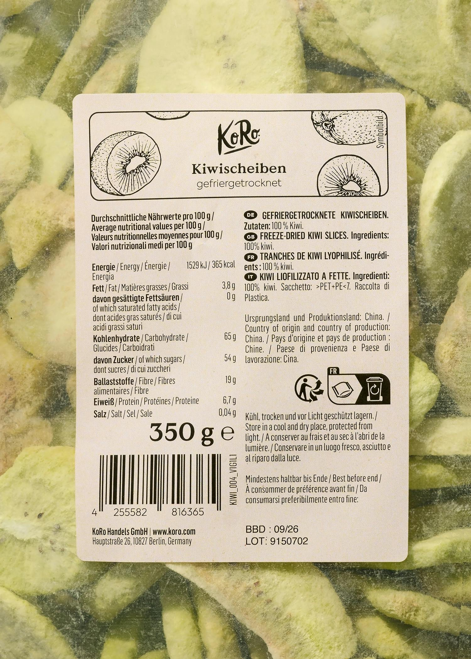 Gefriergetrocknete Kiwi 350 g