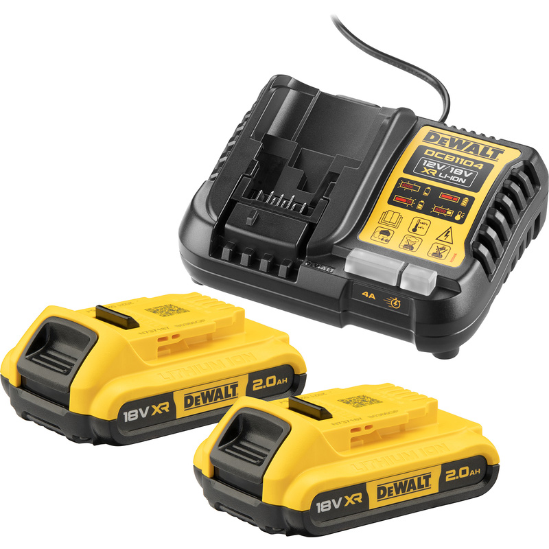 DeWALT DCB1104D2-QW XR accu starterset 18V Li-ion 2x2,0Ah