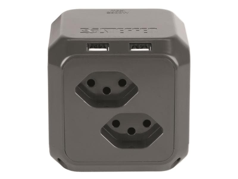 STEFFEN Stromverteiler CUBE 8x T13 2x USB-A Mehrfachsteckdose mit 1.5m Zuleitung und integriertem USB Ladegerät