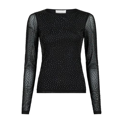 Neo Noir Basira Stone Mesh Bluse, Black, 36