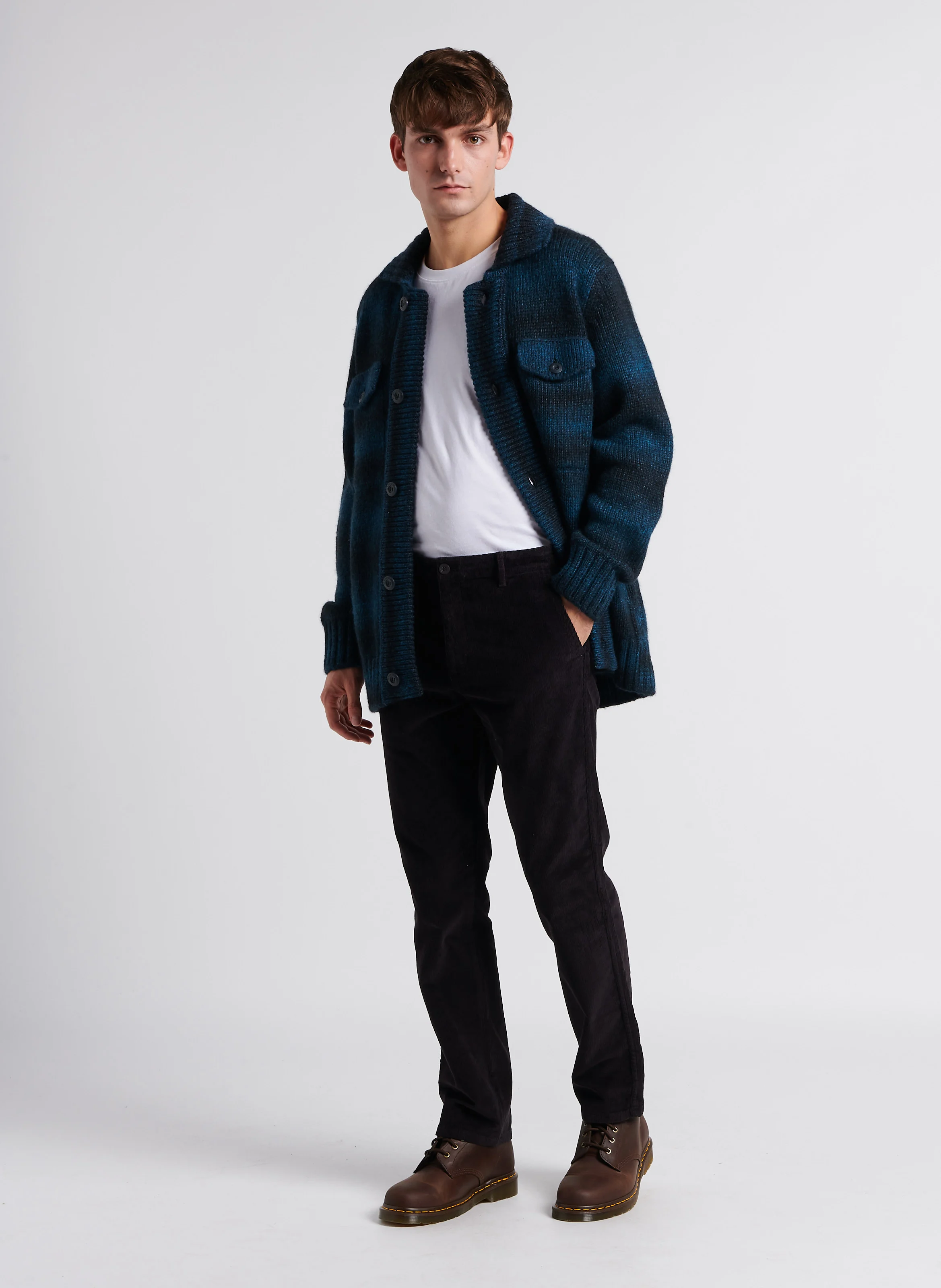 Chino slim-fit en velours de coton côtelé | Noir