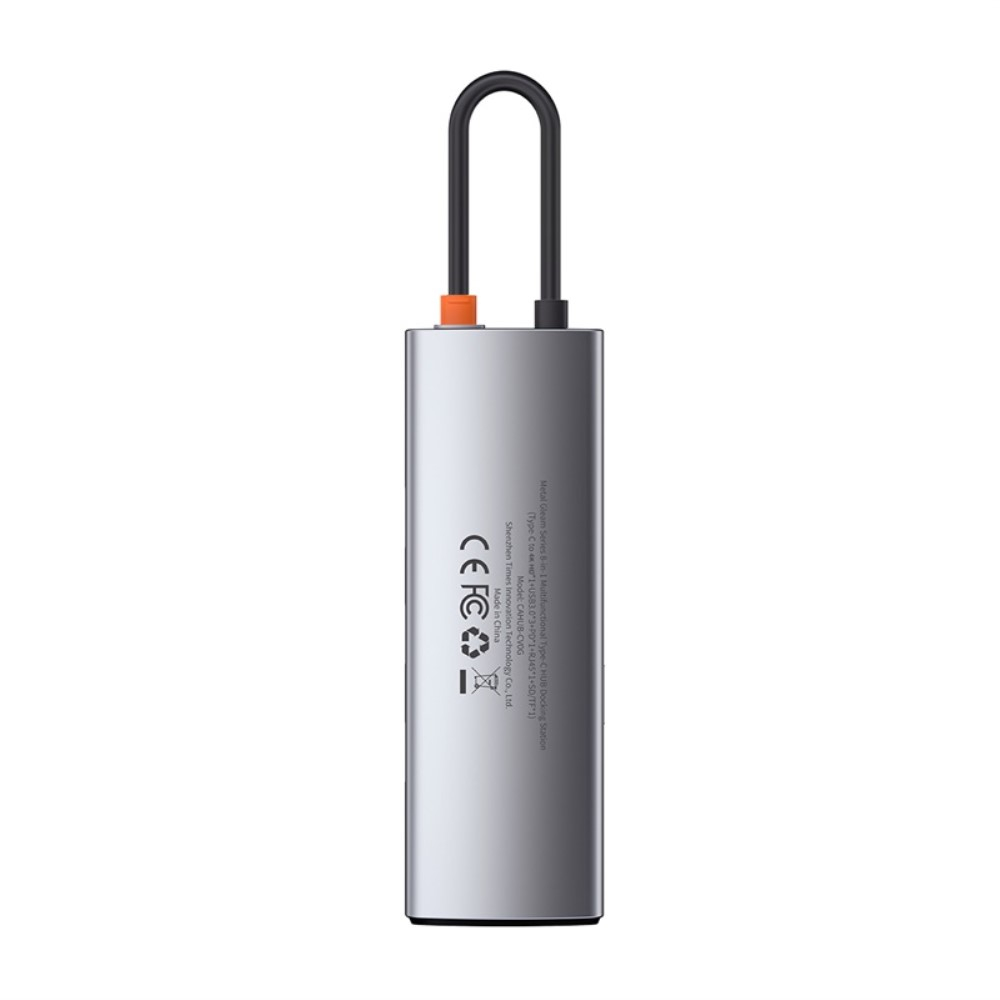 8in1 USB C Multiport Adapter mit USB C (PD) / 4K HDMI @30Hz / 3x USB 3.0 / SD / Micro-SD / RJ45 Port - Grau