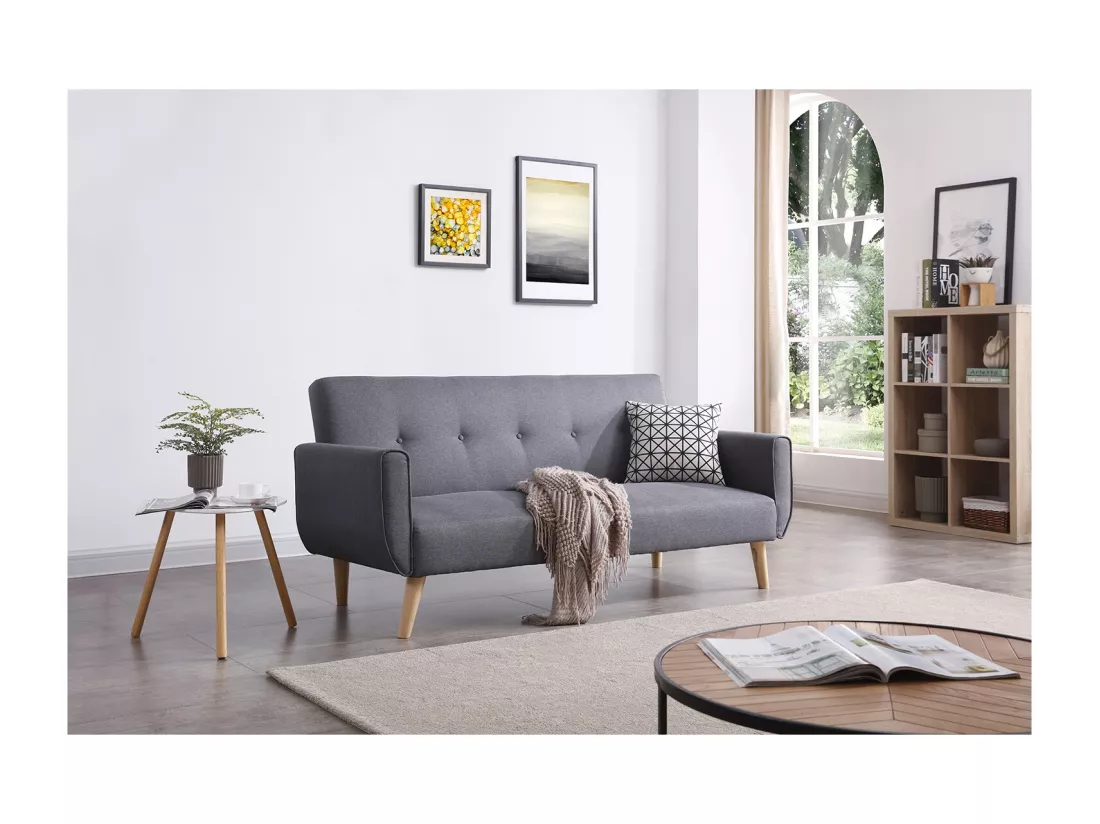 Canapé scandinave convertible 3 places gris MALMO