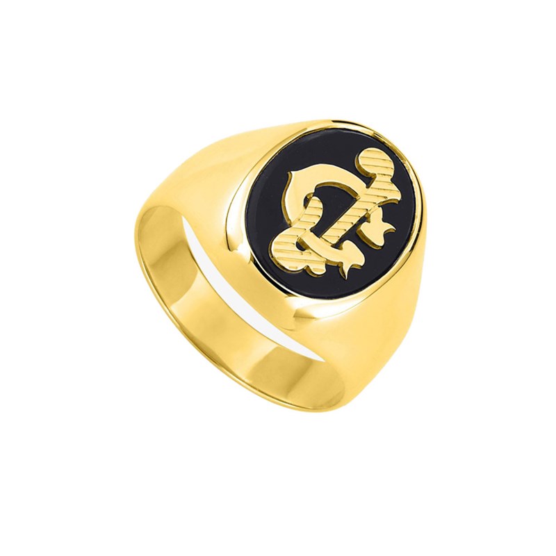 Chevalière homme - onyx - Or 18 Carats