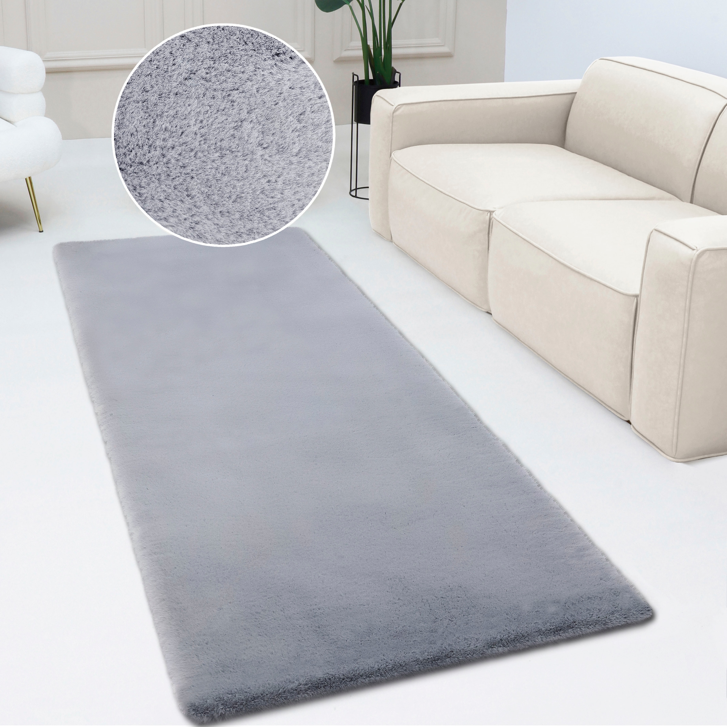 my home Fellteppich »Rabbit, Kunstfell, Kaninchenfell-Haptik, Microfaser,« rechteckig 42 mm Höhe besonders hoch und flauschig, Wohnzimmer, Schlafzimmer,  Flur, Läufer