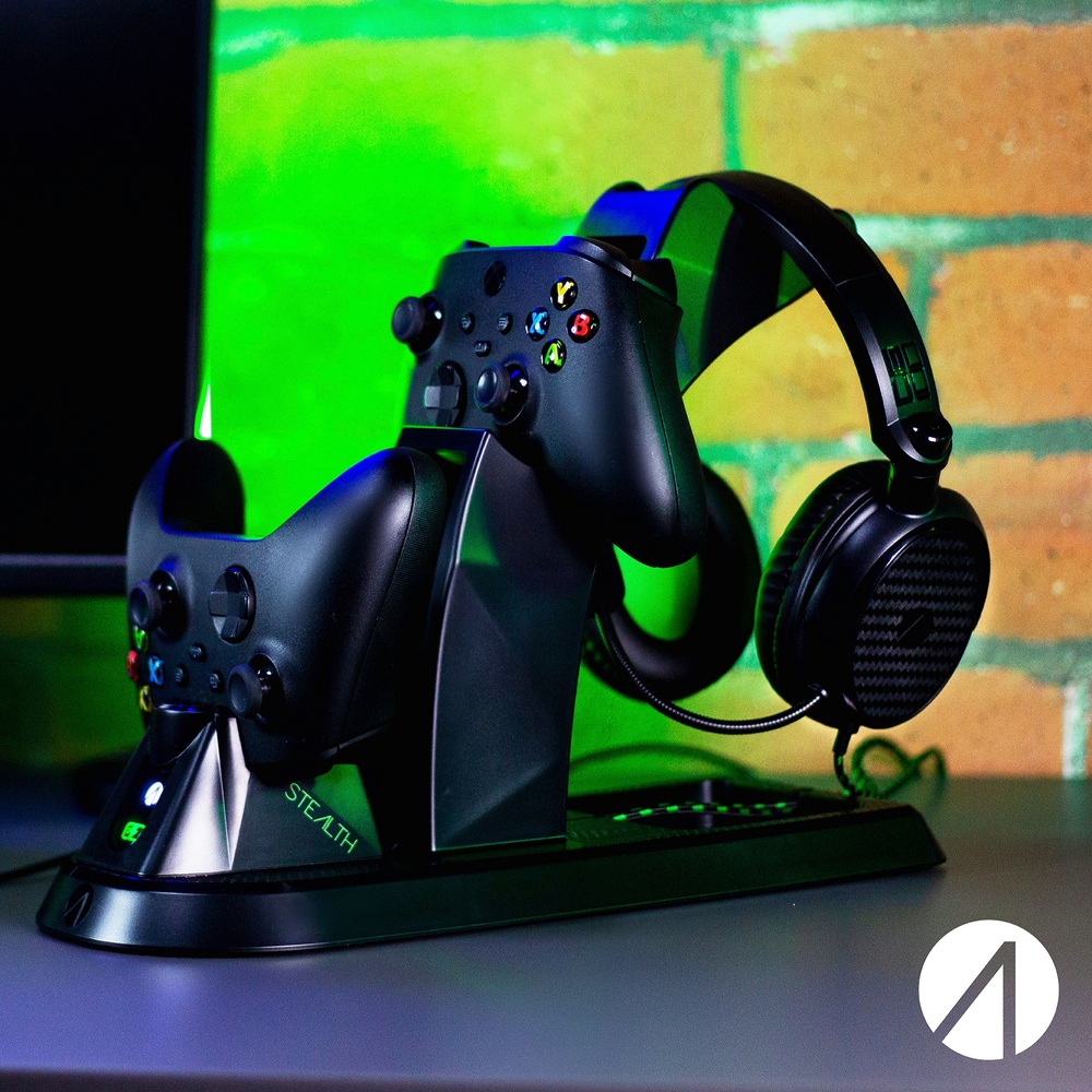 Unauffällige Ladestation, Halterung für Gaming-Headset und Controller für Xbox Series X|S – Schwarz
