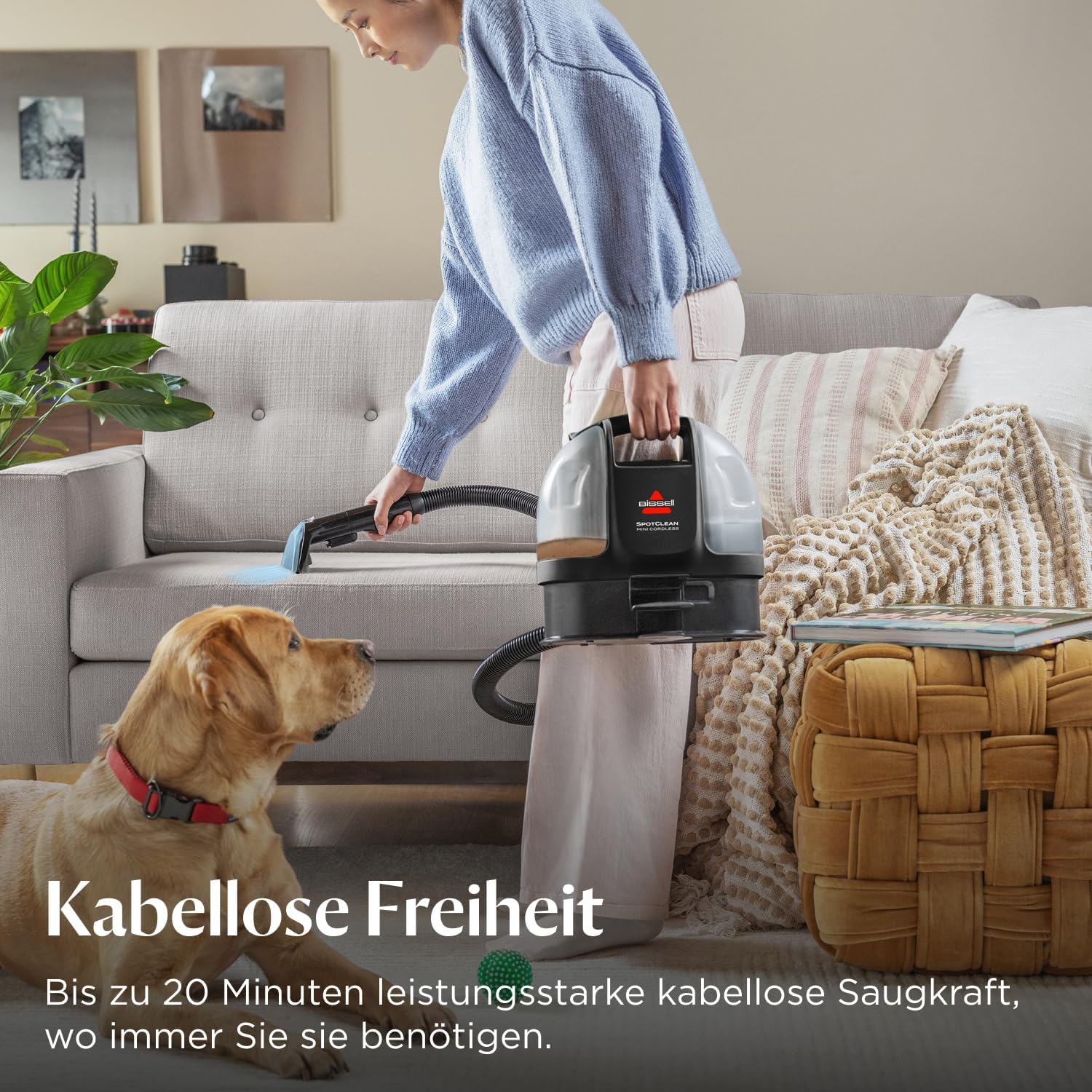 BISSELL SpotClean Mini Kabelloser Polsterreiniger Gerät, Tragbarer Teppichreiniger, Ideal für schnelle Reinigungen, Kompakt & Leicht Waschsauger, Mobiler Nasssauger für Auto, Boot, Sofa & Mehr, 40651