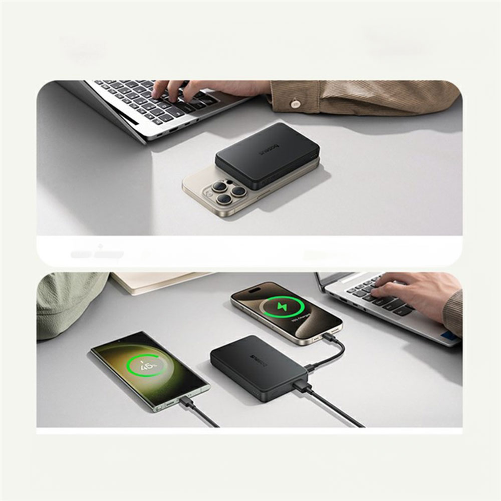 (22.5W) 10000mAh Airpow Powerbank USB C Ladegerät MagSafe Qi2 Wireless Charger PD - Weiss
