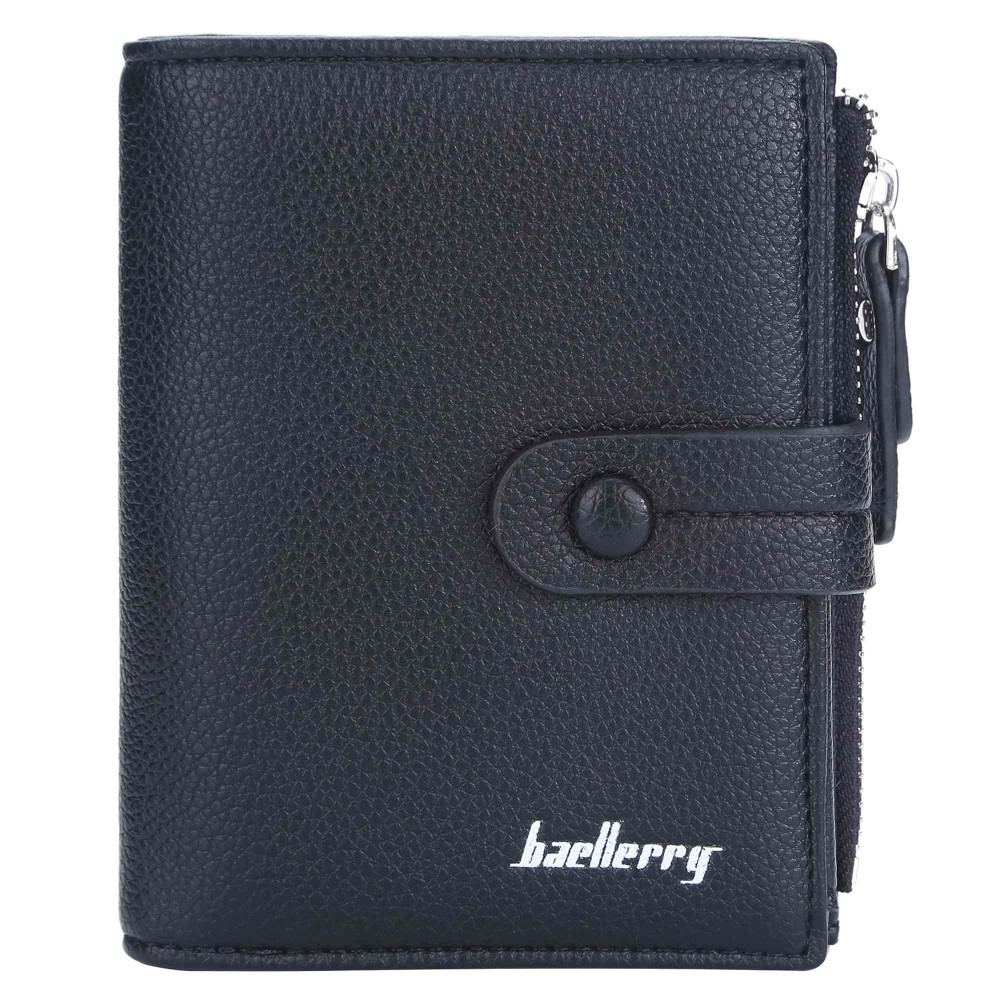 (12.5x10cm) Leder Geldbörse Fashion Portemonnaie mit 9 Kartenfächern - Schwarz
