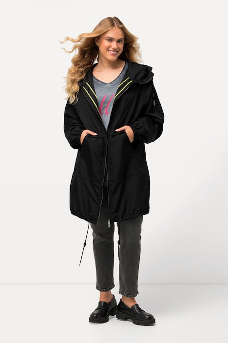 Jacke, Tunnelzug, Stehkragen, 2-Wege-Zipper