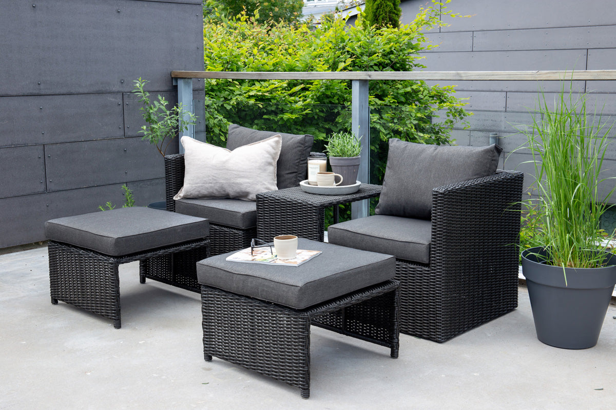 FjÃ´rd - Loungeset Zwart - Wicker - Quad