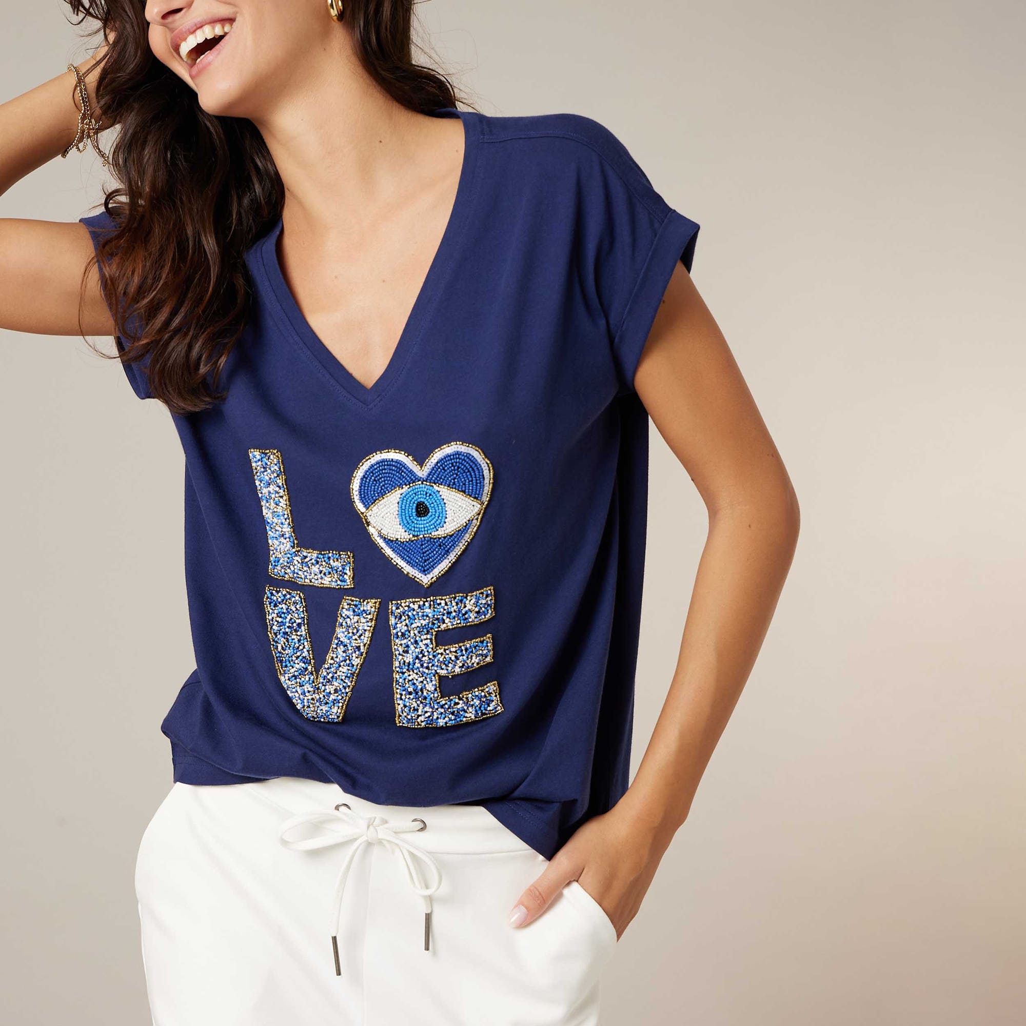 T-shirt Femme bleu marine