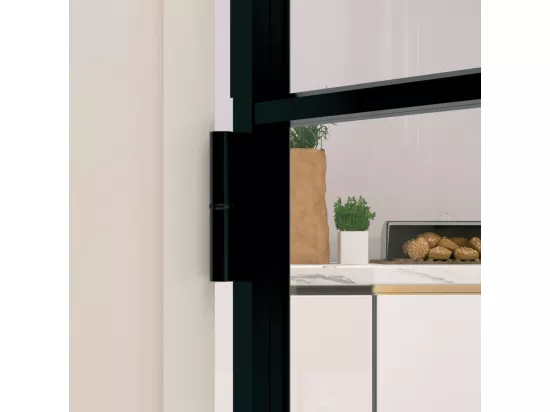 Porte d'intérieur Noir 83x201,5 cm Trempé verre aluminium fin