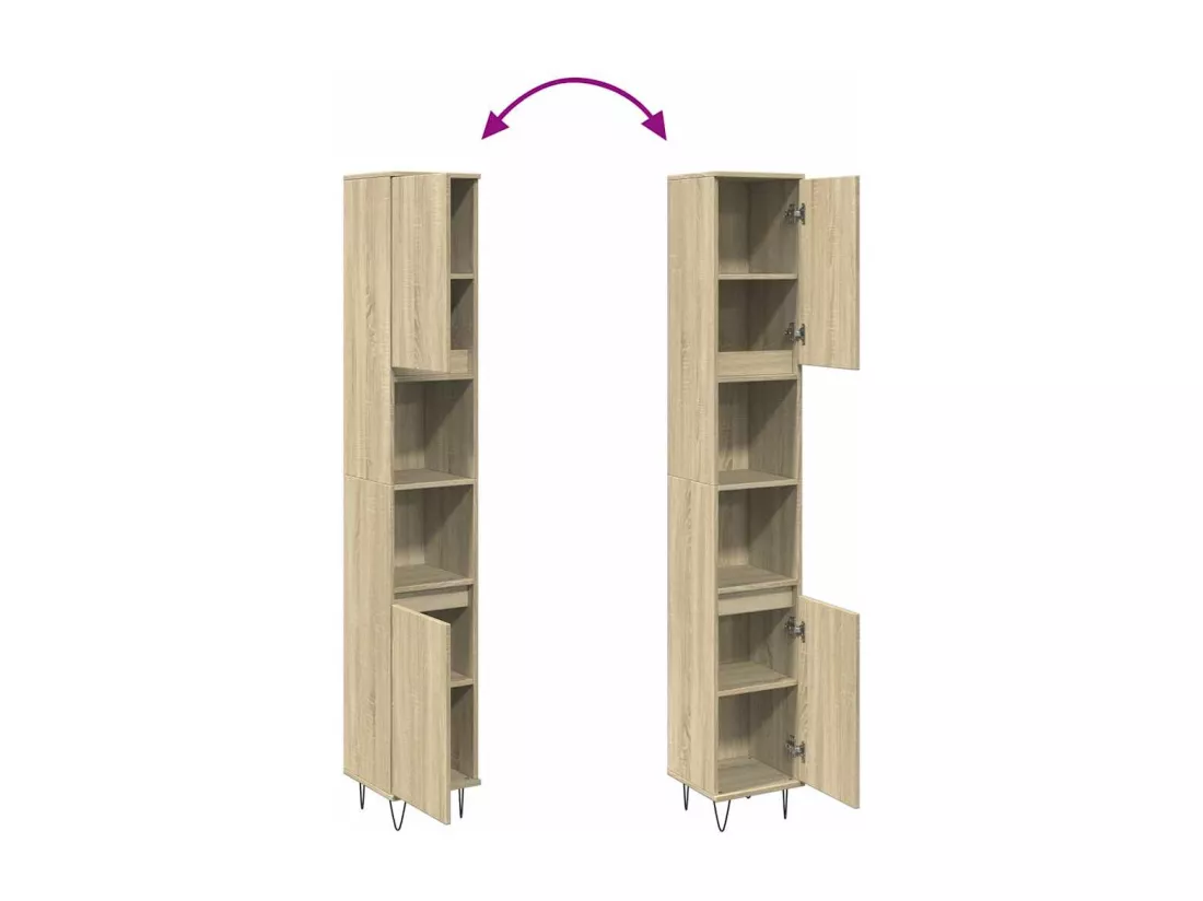 Armoire salle de bain chêne sonoma 30x30x190 cm